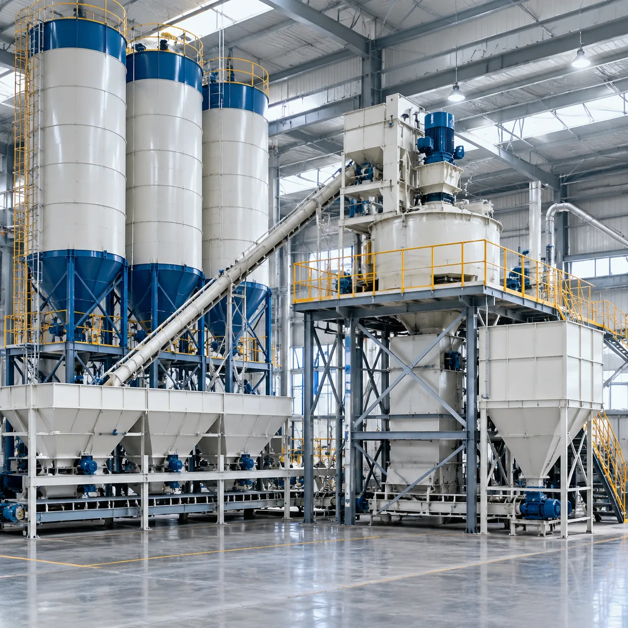 Batching silos and mixing equipment